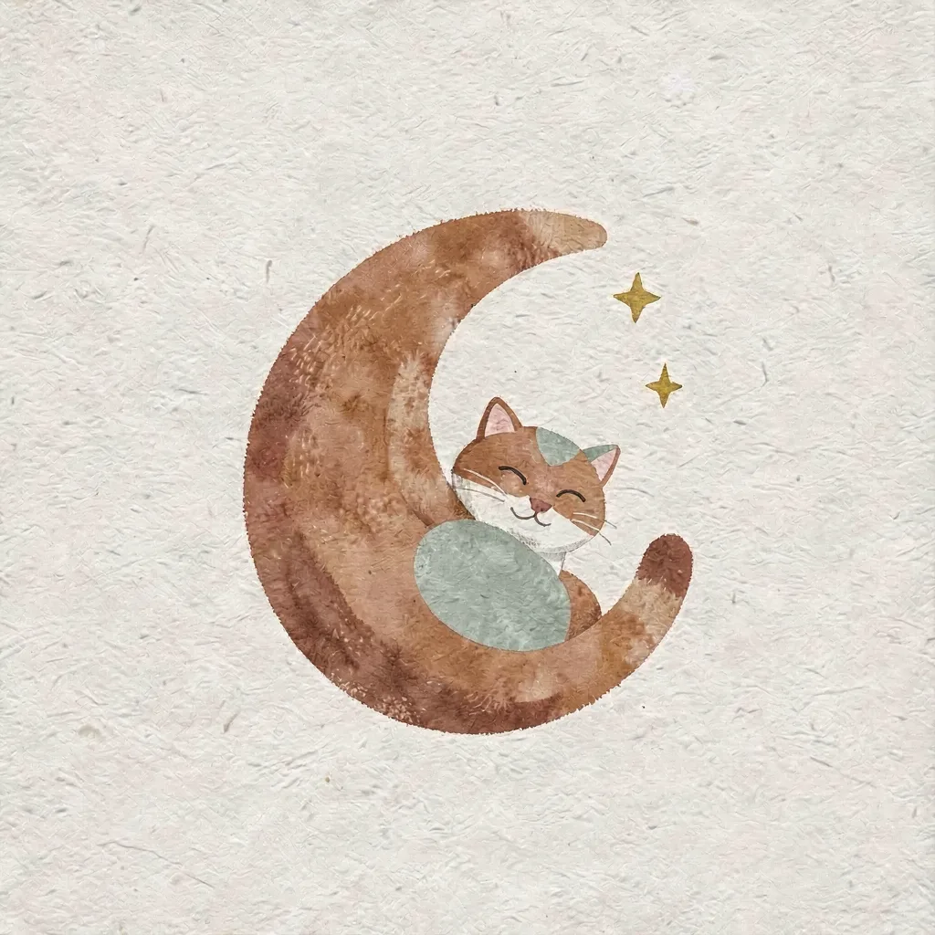 Crescent — cat illustration by Noni nyan
